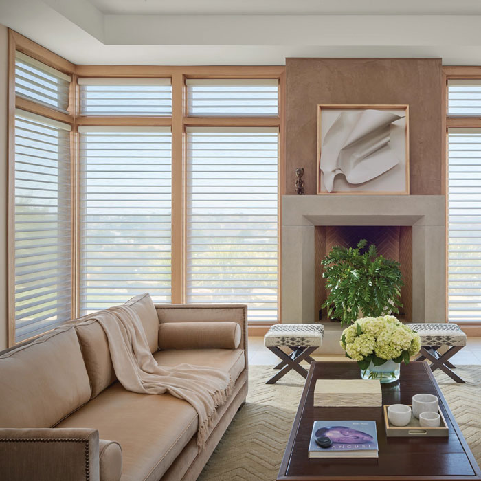 powerview automation shades in living room