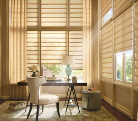 Modern Roman Shades in home office