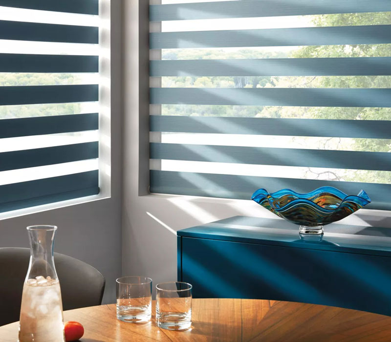 Designer Banded Shades in dining room