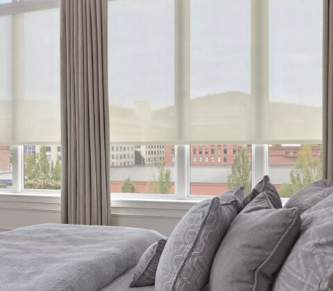 Designer Solar Shades in bedroom