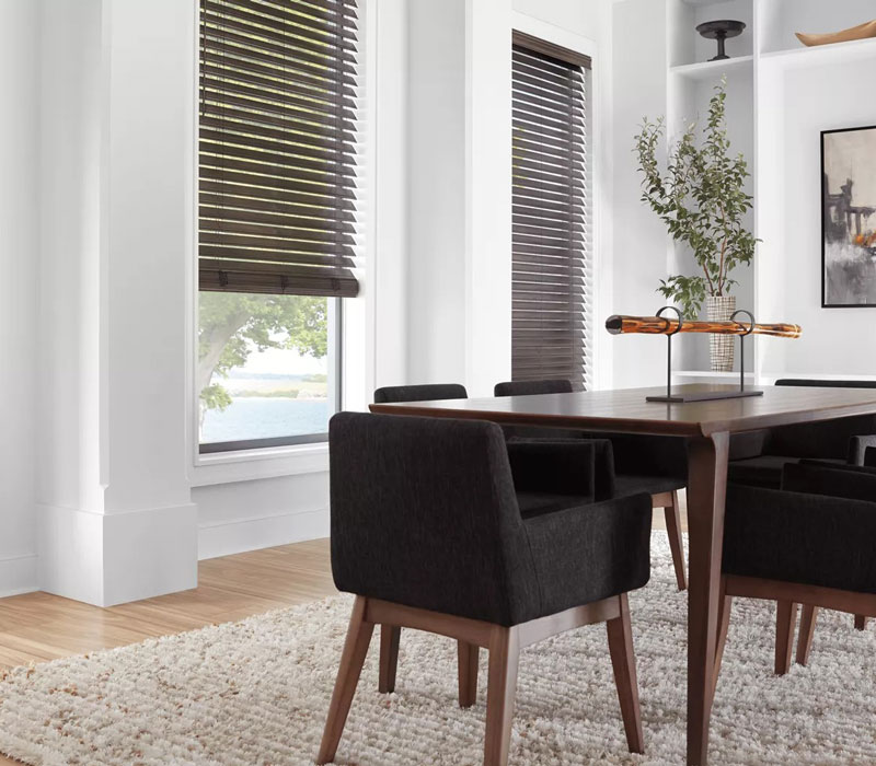 wood blinds in dining room