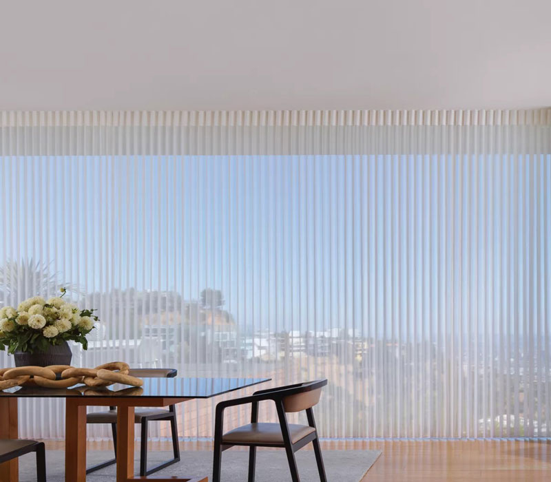 White Vertical blinds in living room