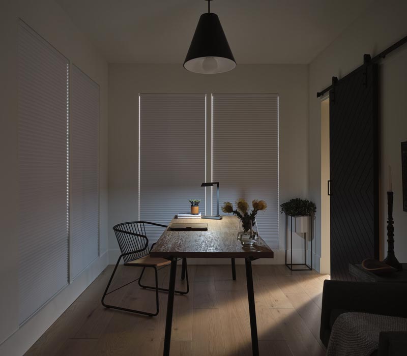 Room darkening shades in dining room